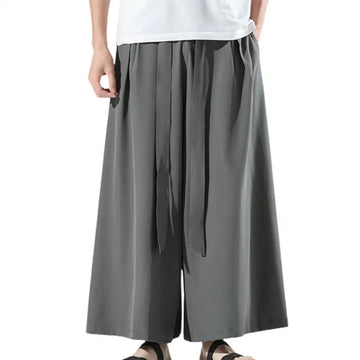 Cozy Black Ice Silk Hakama Kung Fu Pants