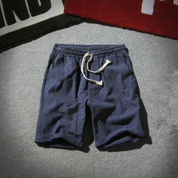 Summer Men's Straight Tube Cotton Linen Shorts