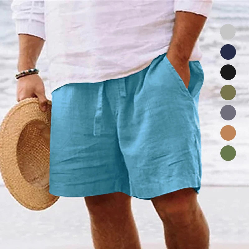 Men's Summer Cotton and Linen Drawstring Shorts