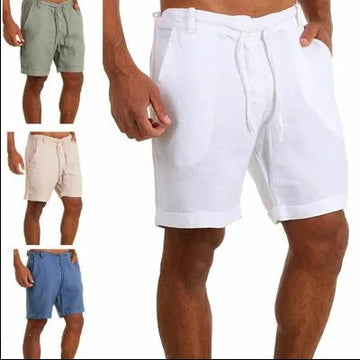 Men's Fashion Linen Solid Color Casual Shorts