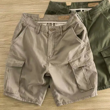 Men’s Oversized Cargo Shorts – Wide-Leg Summer Cotton Shorts with Zipper