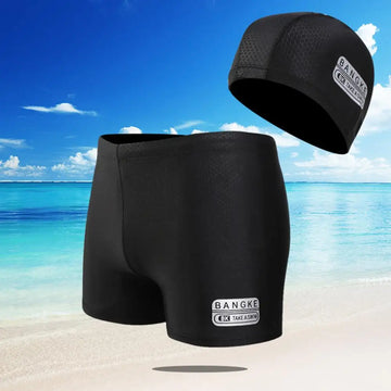 Men's Swimwear: Tight Swim Trunks & Quick-Dry Swimming Shorts with Hat – Plus Size Available