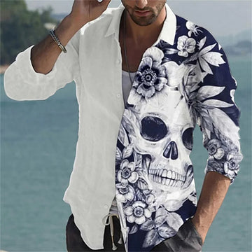 Skull Men's Summer Long Sleeve Shirt