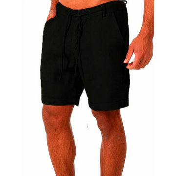 New Solid Color Lace-up Cotton Hemp Shorts