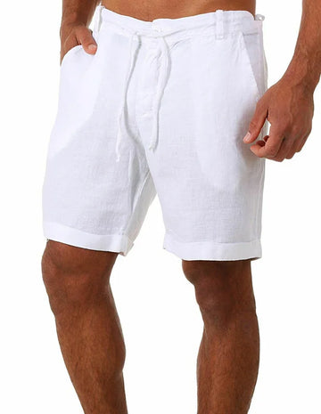 Men's Fashion Linen Solid Color Casual Shorts