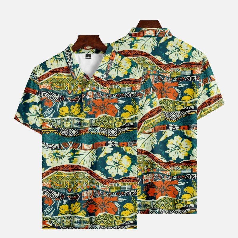 Summer Hawaiian Vintage Patchwork Men's Golf Polo Shirt