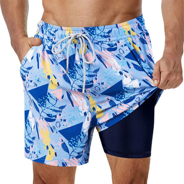 Men's Quick-Dry Swim Trunks with Compression Liner – 2-in-1 Stretch Swimwear and Gym Shorts