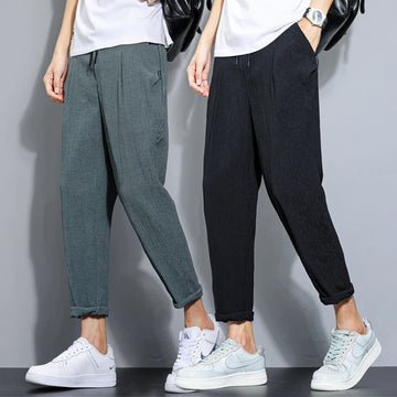 Summer Cotton Linen Men's Trousers Fashion Casual Pants