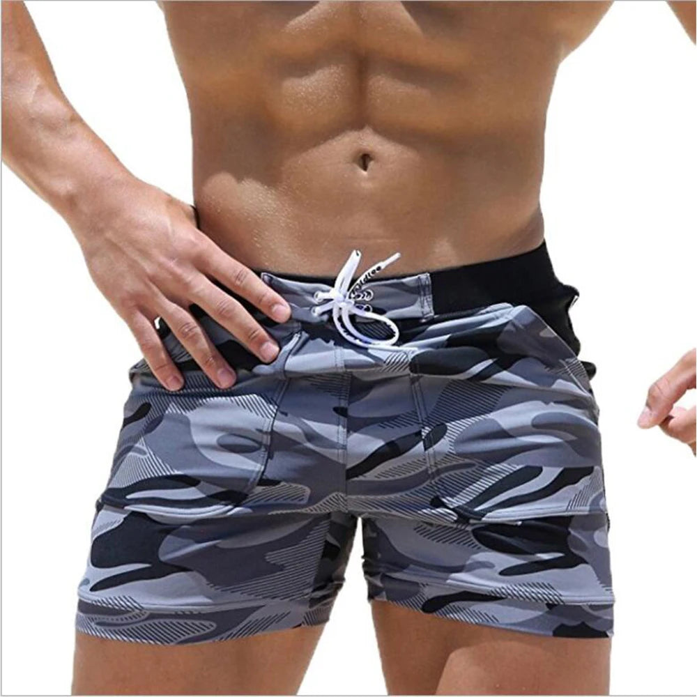 Sexy Men's Camo Board Shorts Boxer Briefs