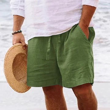 Men's Summer Cotton and Linen Drawstring Shorts