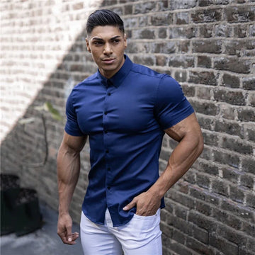 Summer Fashion Slim Fit Short Sleeve Men's Shirt