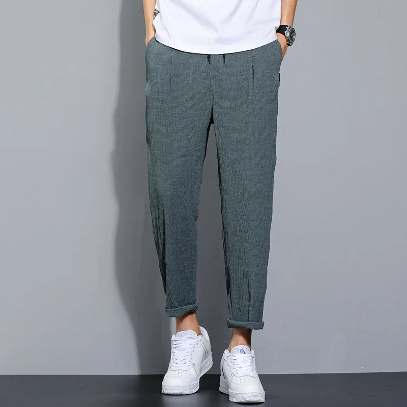 Summer Cotton Linen Men's Trousers Fashion Casual Pants