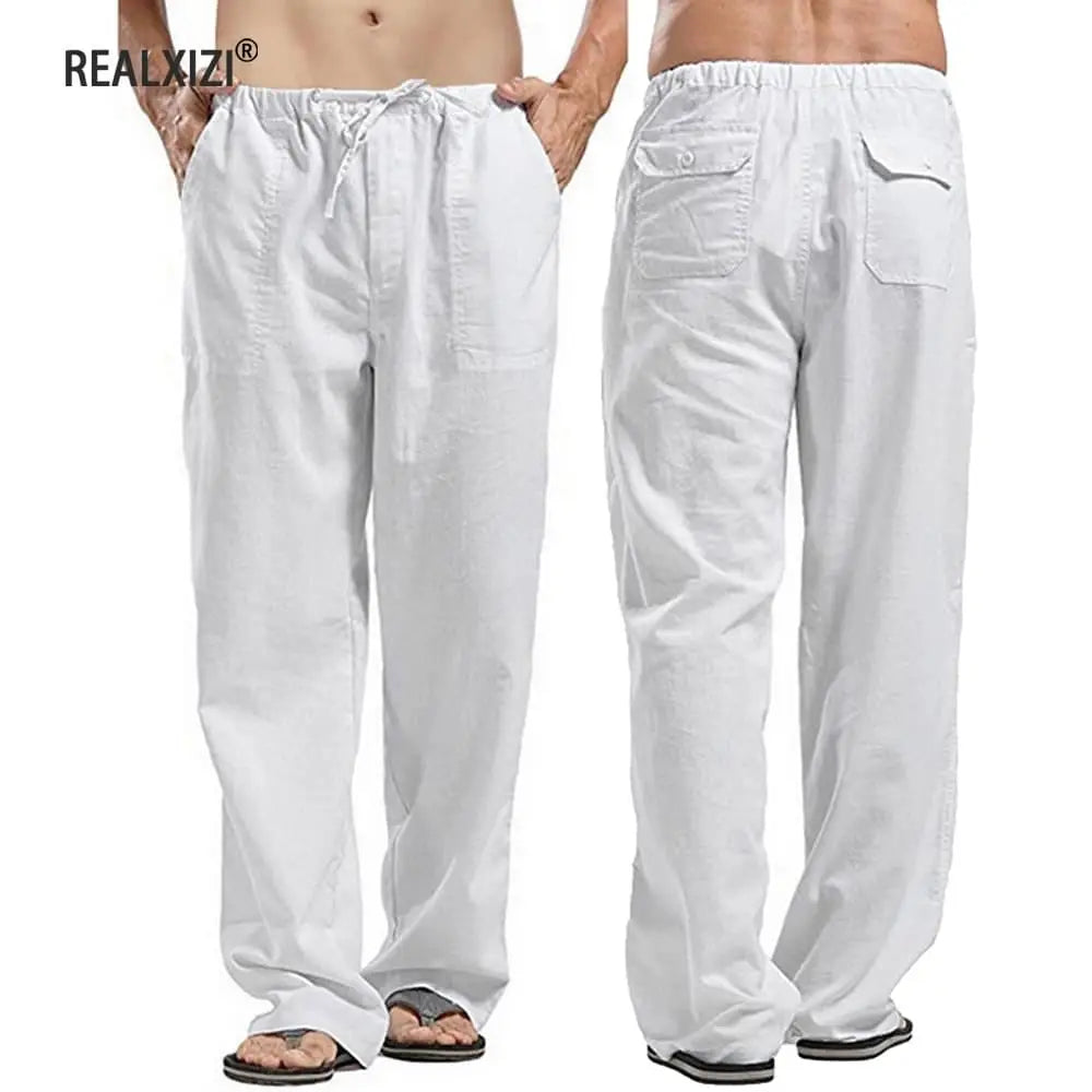 Men's Cotton Linen Pants Large Size Trousers