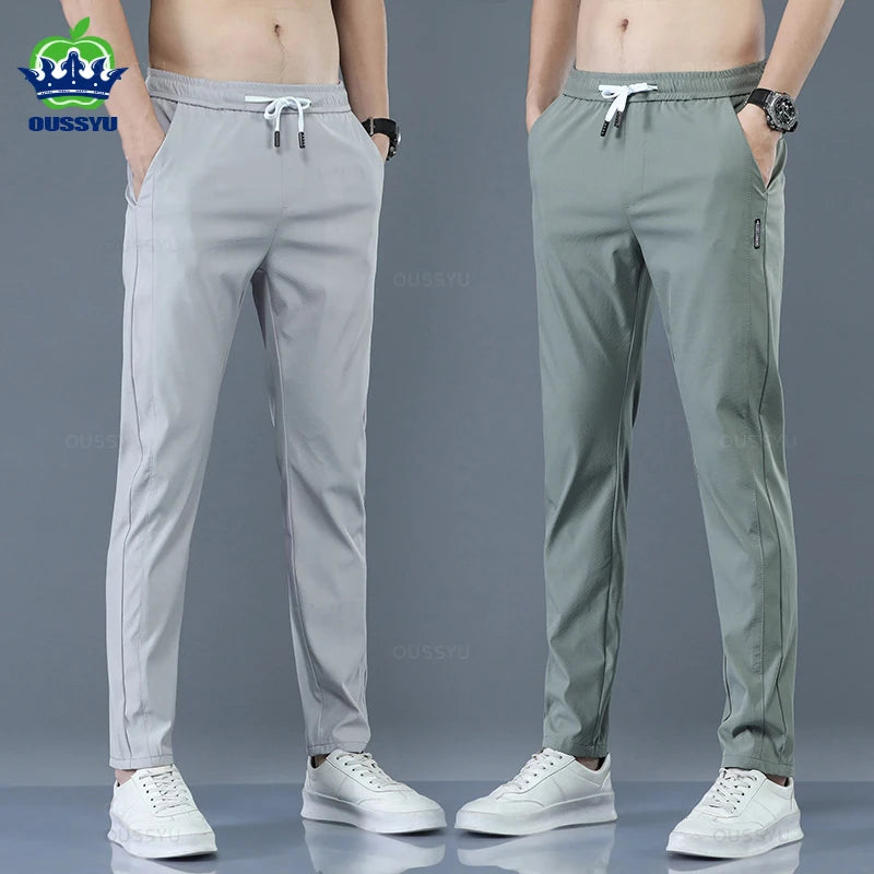 Men's Spring Summer Green Casual Trousers