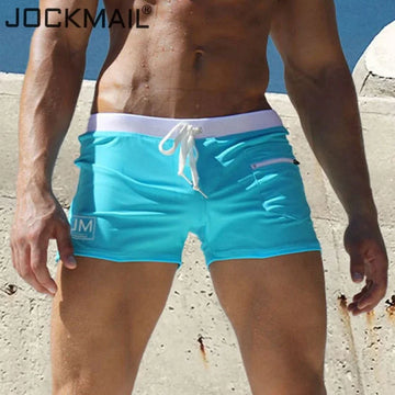 JOCKMAIL Man Swim Trunks Hot Breathable Swimwear Men's Swimsuits Boxer Briefs Sunga Maillot De Bain Beach Shorts