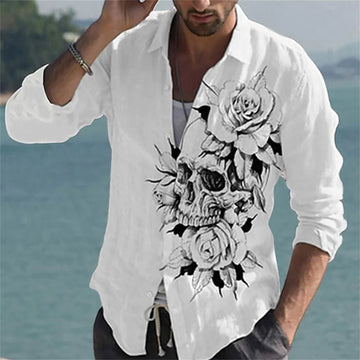 Skull Men's Summer Long Sleeve Shirt